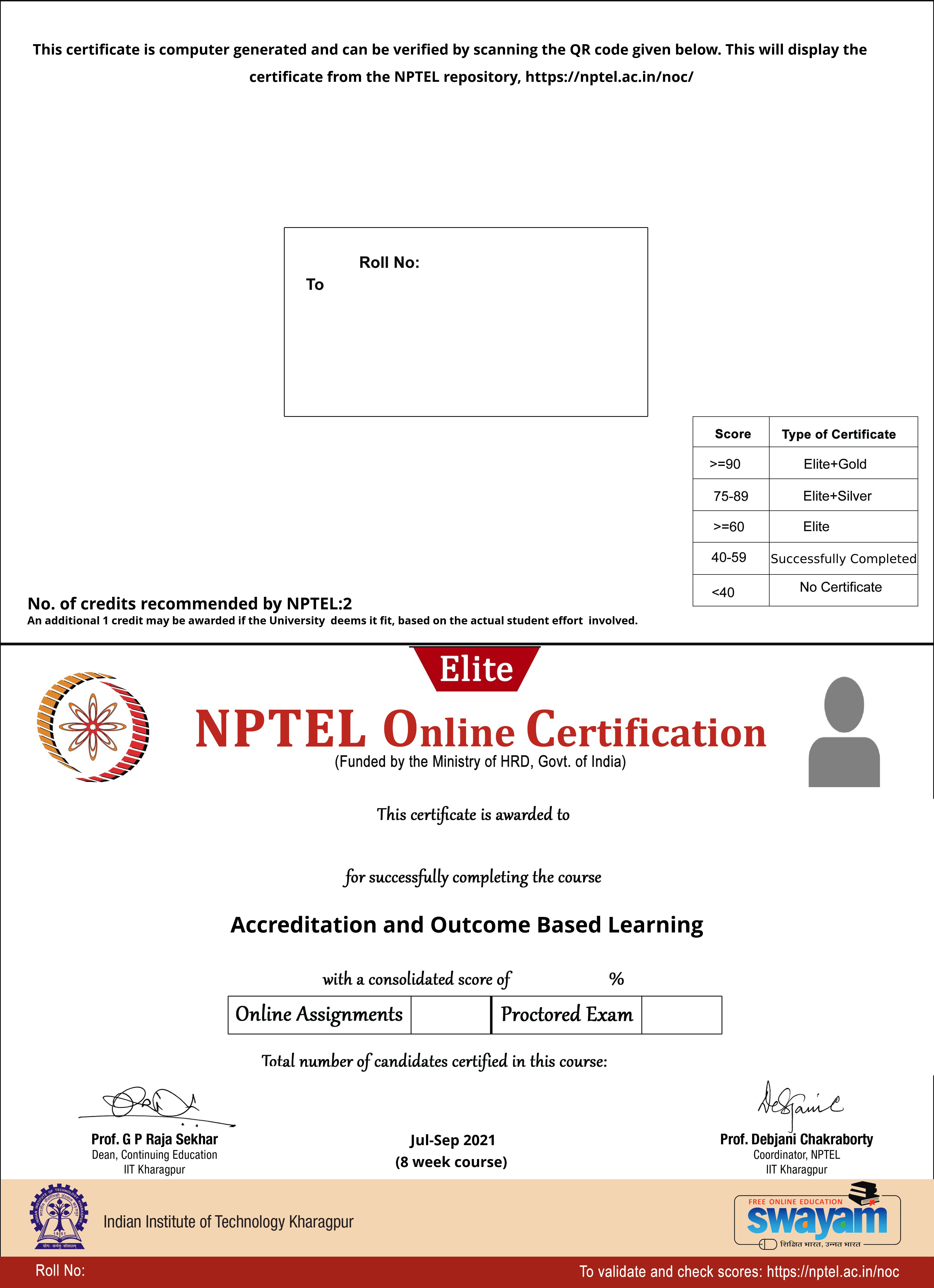 accreditation and outcome based learning nptel assignment
