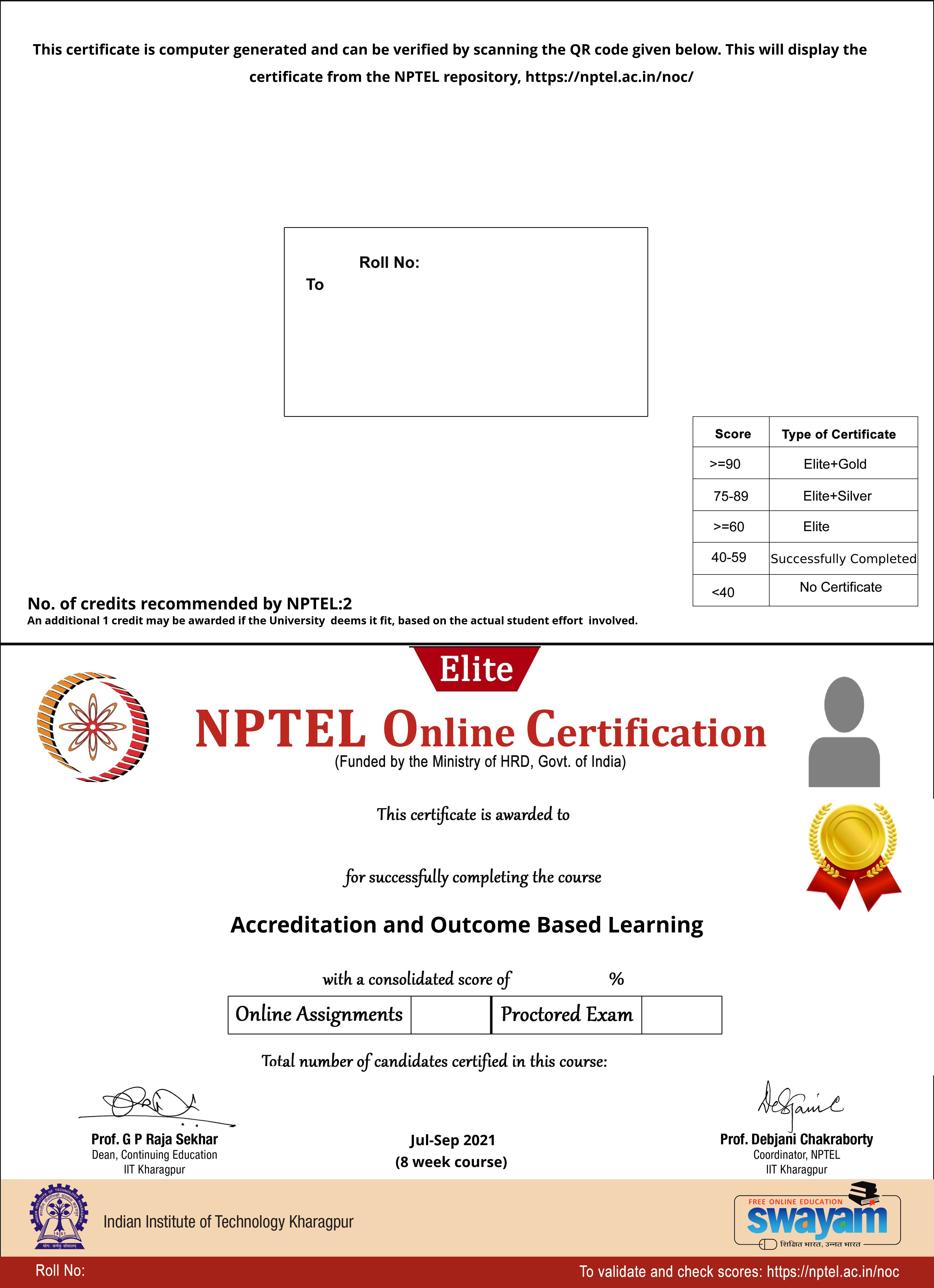 accreditation and outcome based learning nptel assignment