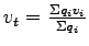 $ v_t = \frac{\Sigma{q_iv_i}}{\Sigma{q_i}}$