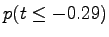 $ p(t\le -0.29)$