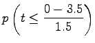 $\displaystyle p\left(t\le \frac{0-3.5}{1.5}\right)$