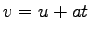 $ v = u + at$