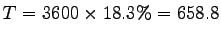$ T = 3600 \times 18.3 \% =658.8$