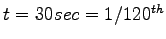 $ t = 30sec = 1/120^{th}$
