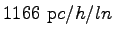 $\displaystyle 1166~{\mathrm pc/h/ln}$