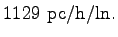 $\displaystyle 1129~\mathrm{pc/h/ln}.$