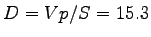 $ D = Vp/S=15.3 $