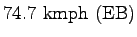 $\displaystyle 74.7~\mathrm{kmph~(EB)}$