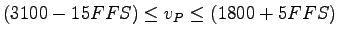 $ (3100-15FFS) \leq v_P \leq (1800+5FFS)$
