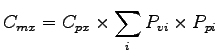 $\displaystyle C_{mx}= C_{px} \times \sum_{i} P_{vi} \times P_{pi}$