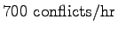 $\displaystyle 700~{\mathrm{conflicts/hr}}$