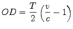 $\displaystyle OD = \frac{T}{2}\left(\frac{v}{c}-1\right)$