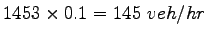 $ 1453\times 0.1 = 145~veh/hr$