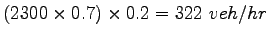$ (2300\times 0.7)\times 0.2 =
322~veh/hr$