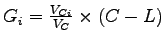 $ G_i =
\frac{V_{Ci}}{V_C}\times(C-L)$