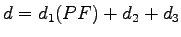 $\displaystyle d = d_1(PF) + d_2 + d_3$