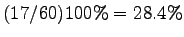 $ (17/60)100\% = 28.4\%$