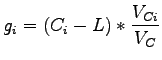 $\displaystyle g_i = (C_i - L ) * \frac{V_{Ci}}{ V_C}$