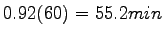 $\displaystyle 0.92(60)=55.2 min$