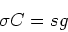 \begin{displaymath}\sigma C = s g \end{displaymath}