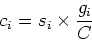 \begin{displaymath}c_i=s_i\times \frac{g_i}{C}\end{displaymath}