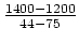 $\frac{1400-1200}{44-75}$