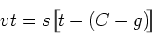 \begin{displaymath}vt = s(t-(C-g)) \end{displaymath}