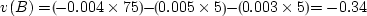 \begin{displaymath}v(RT) = -0.004 \times 25 - 0.005 \times 8 - 0.003 \times 20 = -0.20\end{displaymath}