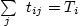 $\sum_i t_{ij} = T_j$