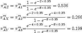 \begin{eqnarray*}
t_{AX} = 0.266 \times 1200 & = & 319\\
t_{AY} = 0.198 \times 1200 & = & 238 \\
t_{AZ} = 0.536 \times 1200 & = & 643 \\
\end{eqnarray*}