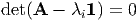 det(A - λi1) = 0
