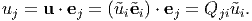 uj =  u ⋅ ej = (˜uie˜i) ⋅ ej = Qji˜ui.
