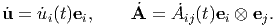 ˙u = u˙i(t)ei,    A˙ = A˙ij(t)ei ⊗ ej.
