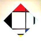 mondrian- Lozenge Composition in red, black, blue and yellow