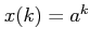 $ x(k)=a^k$