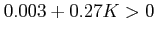 $\displaystyle 0.003+0.27K > 0$