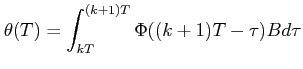 $ \displaystyle
\theta(T)=\int_{kT}^{(k+1)T} \Phi ((k+1)T-\tau) B d\tau$