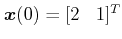 $ \boldsymbol{x}(0)=[2\;\;\; 1]^T$