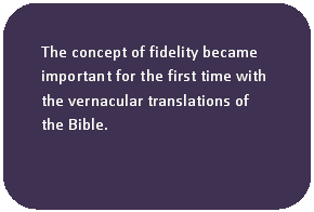 Rounded Rectangle: The concept of fidelity became important for the first time with the vernacular translations of the Bible.