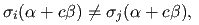 $ \sigma_{i} (\alpha + c \beta) \neq \sigma_{j} (\alpha + c \beta),
\;$