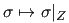 $ \sigma \mapsto \sigma \vert _Z$