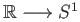 $ \mathbb{R} \longrightarrow S^1$