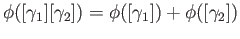 $ \phi([\gamma_1][\gamma_2]) = \phi([\gamma_1])+ \phi( [ \gamma_2])$