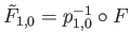 $\displaystyle {\tilde F}_{1,0} = p_{1,0}^{-1}\circ F
$