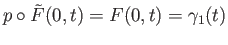 $ p\circ {\tilde F}(0, t) = F(0, t) = \gamma_1(t)$