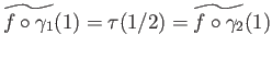 $\displaystyle {\widetilde{f\circ \gamma_1}}(1) = \tau(1/2) = {\widetilde{f\circ \gamma_2}}(1)
$