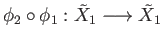$ \phi_2\circ\phi_1:{\tilde X}_1\longrightarrow {\tilde X}_1$