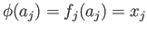 $ \phi(a_j) = f_j(a_j) = x_j$