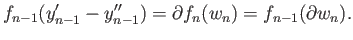 $ x_n^{\prime} - x_n^{\prime\prime} - \partial x_{n+1} = f_n(w_n).$