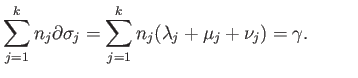 $\displaystyle \partial\sigma_j = \lambda_j + \mu_j + \nu_j
$